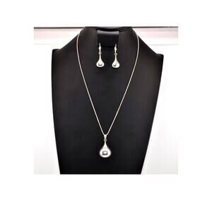 925 Sterling Silver CI Italy Teardrop Pendant and Earrings Set